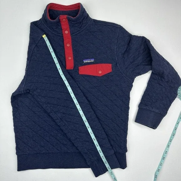 Patagonia Men's Navy‎ Blue Red Organic Cotton Snap-T Athletic Pullover Med/C40